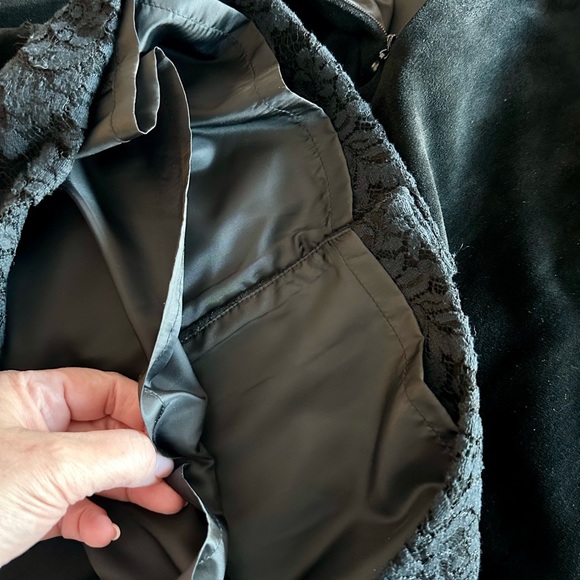 Faux Suede Skirt with Lace Trim - Picture 6 of 8